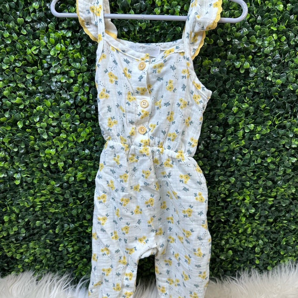 Nwot‎ Catherine Malandrino White and Yellow Jumpsuit Floral Design